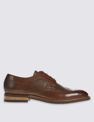 Leather Lace-up Contrast Sole Brogue Shoes